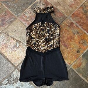 Double Platinum Sequin Halter Bodysuit